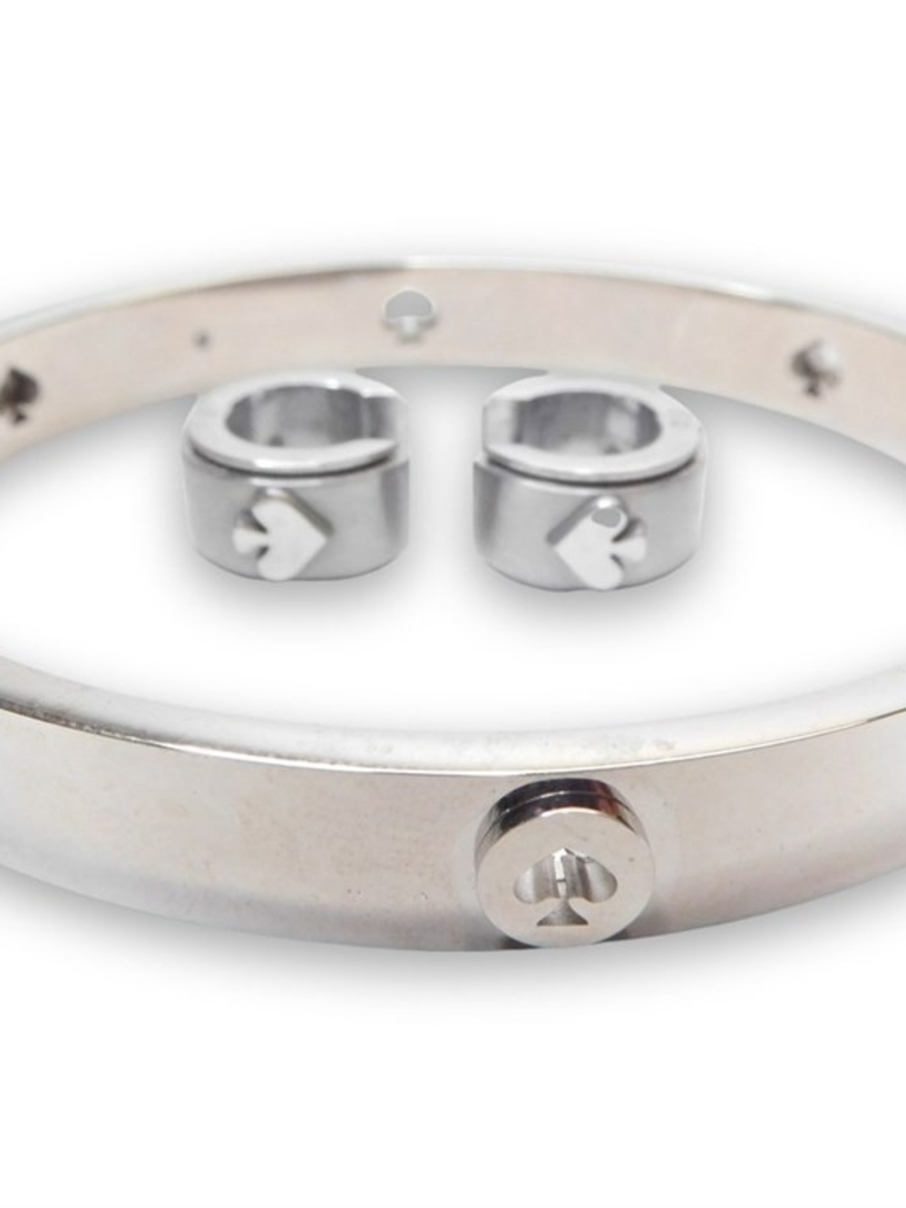 kate spade Silver-Tone Heart Accent Bangle and Hoop Set
